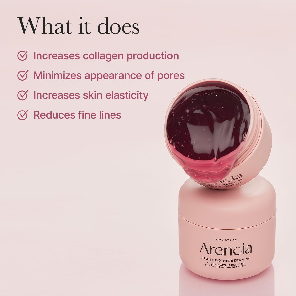Overnight Red Smoothie Face Mask Serum with 30% Red Collagen, Niacinamide, Peptides, and Vitamin E for Glowing and Soothing Skin