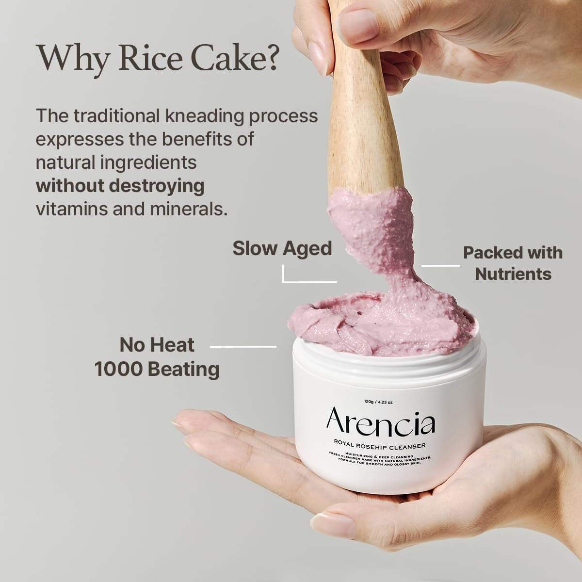 Rosehip Brightening Rice Mochi Face Cleanser and Daily Exfoliating Scrub - Moisturizing and Deep-Cleansing Formula for All Skin Types with Rice Powder and Rice Water (1.76 Oz)