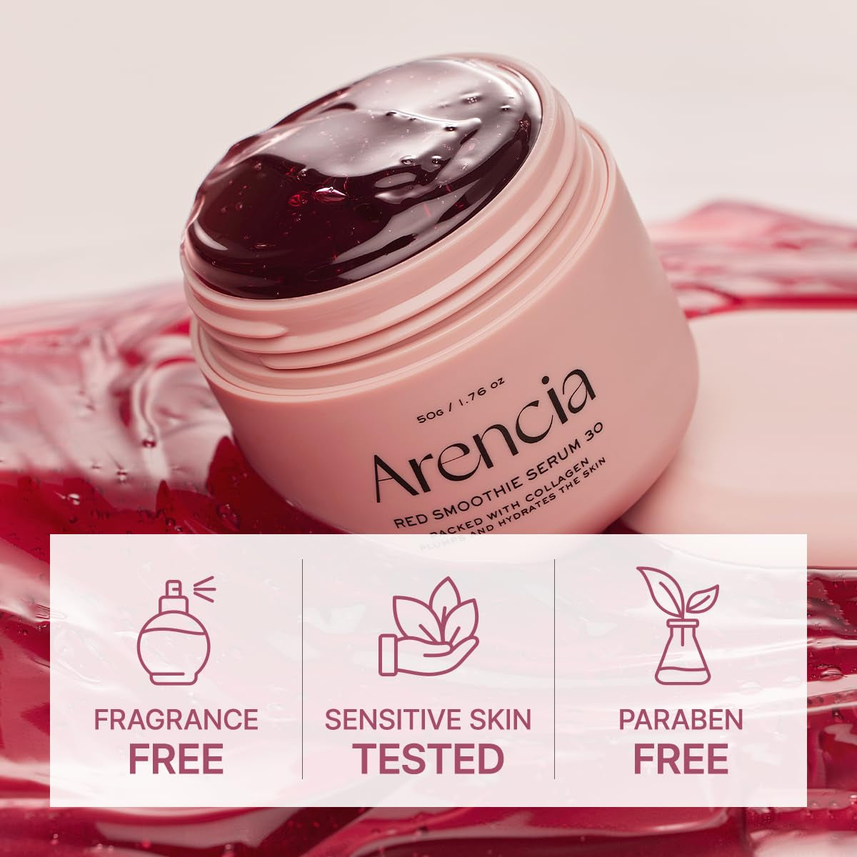 Overnight Red Smoothie Face Mask Serum with 30% Red Collagen, Niacinamide, Peptides, and Vitamin E for Glowing and Soothing Skin