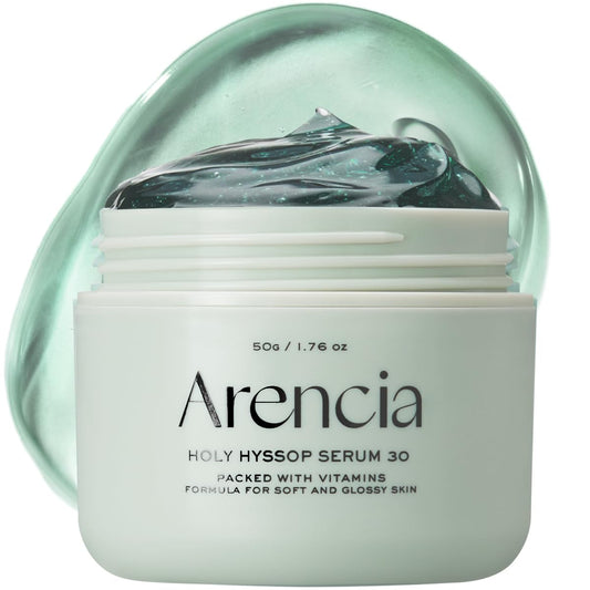 Glow Hyssop Overnight Face Mask Serum - Hydrating and Anti-Aging Formula for Youthful Korean Glass Skin with 30% Vitamins A, C, E and 10% Niacinamide and Peptides