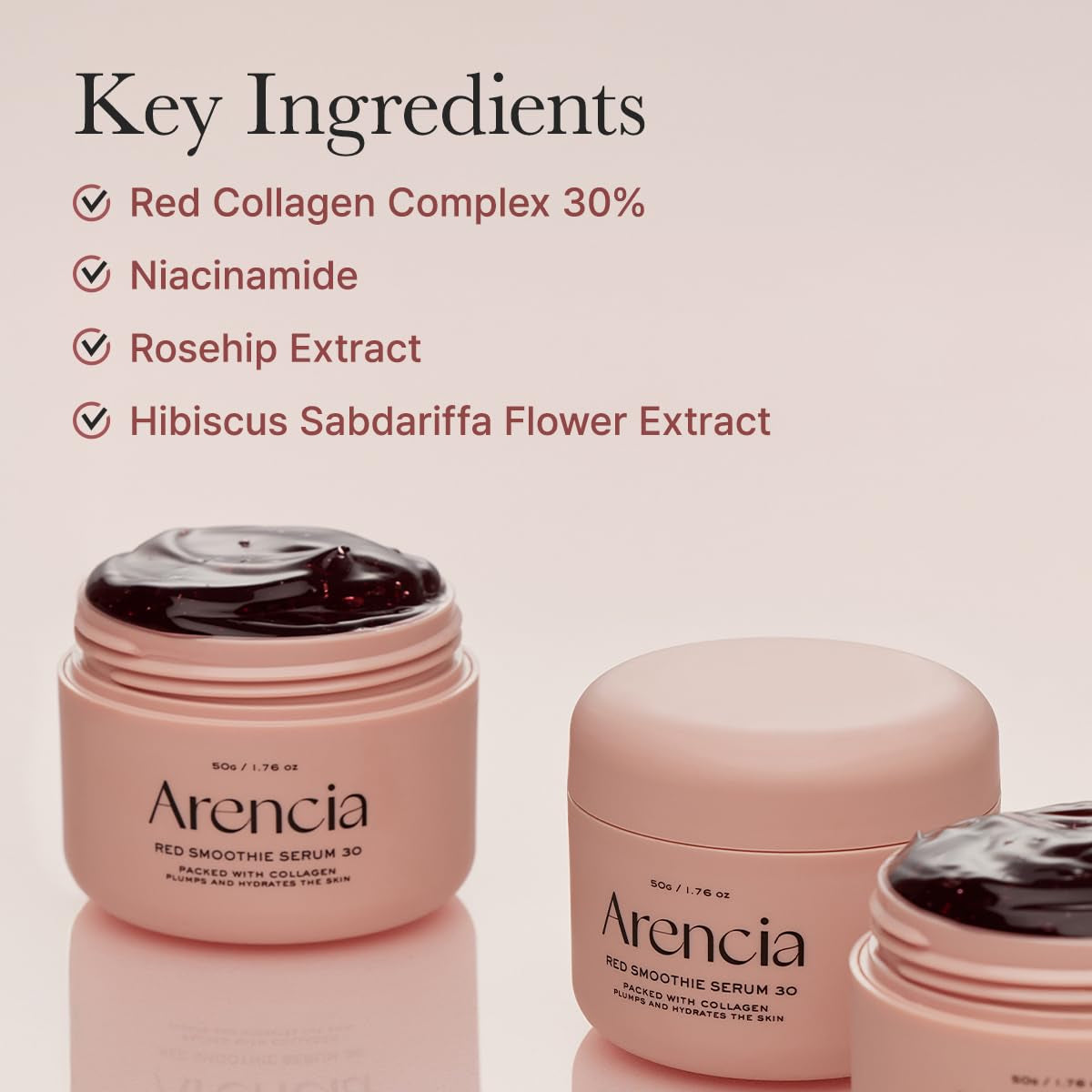 Overnight Red Smoothie Face Mask Serum with 30% Red Collagen, Niacinamide, Peptides, and Vitamin E for Glowing and Soothing Skin
