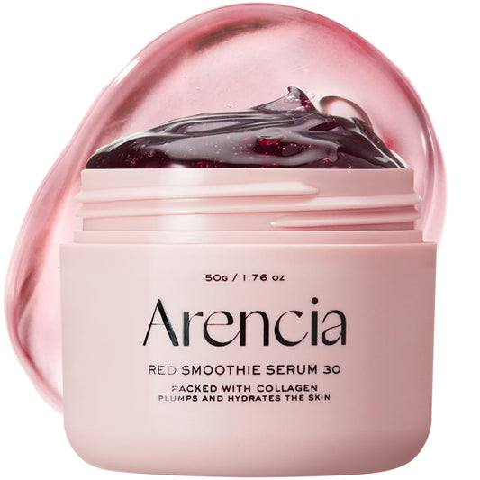 Overnight Red Smoothie Face Mask Serum with 30% Red Collagen, Niacinamide, Peptides, and Vitamin E for Glowing and Soothing Skin